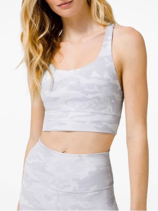 lululemon athletica Other - Lululemon Energy Bra Long Line Incognito Camo Jacquard Alpine White Grey Size 4‎